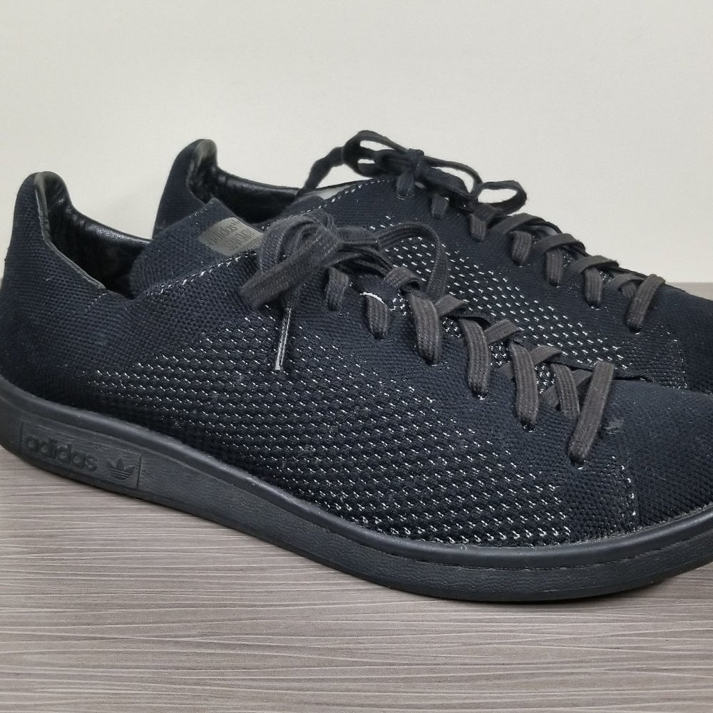 Adidas Originals Stan Smith Primeknit Sneakers, Black Knit, Mens Size 9 M / 42.7